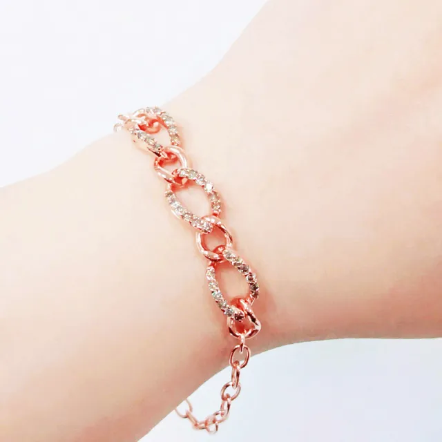 【CTJ】年貨節!現貨!1克拉 中性 香檳鑽 天然鑽 玫瑰金 鑽石手鍊(鑽石閃耀時刻 只為摯愛的妳)