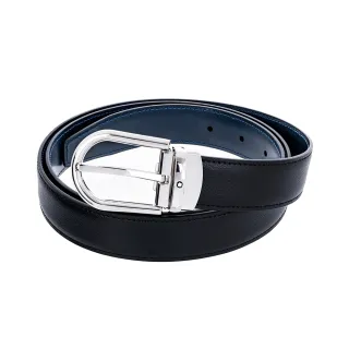 【MONTBLANC 萬寶龍】馬蹄形鍍鈀雙色皮帶(限 量 促 銷)