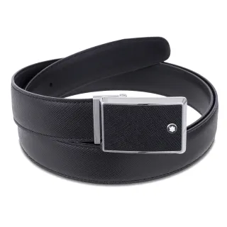 【MONTBLANC 萬寶龍】十字紋矩形牛皮皮帶 114421(限 量 促 銷)