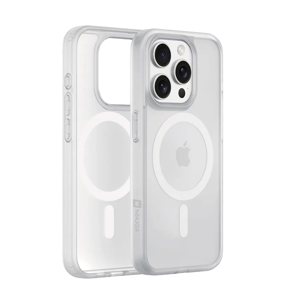 【MAXIA】iPhone 15 Pro Max 霧透磁吸保護殼(支援MagSafe i15 Pro/Pro Max 霧透明/霧透藍)