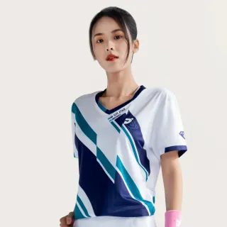 【JNICE 久奈司】女版解構斜線 競技衫 排汗衫 運動上衣 運動服 羽球服 大賽服-藍綠(TS006GRW)