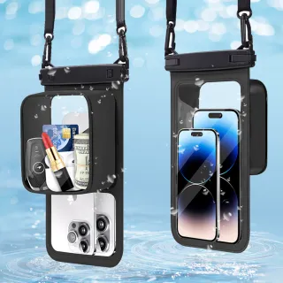 【ANTIAN】PVC可觸控密封雙袋收納手機防水袋 游泳/漂流/潛水 水下拍照手機保護套 7.5吋以下通用