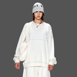 【MATIN KIM】官方旗艦 刺繡布標大學T(象牙白)