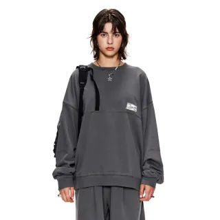 【MATIN KIM】官方旗艦 刺繡布標大學T(炭灰)