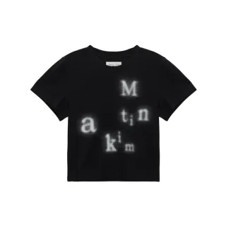 【MATIN KIM】官方旗艦 模糊LOGO短版上衣(黑色)