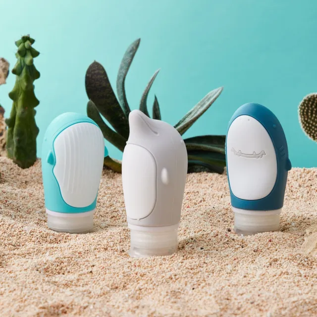 【仁舟淨塑】海洋旅行分裝瓶3入組 89ml(矽膠分裝瓶/乳液瓶/沐浴瓶/擠壓瓶/盥洗用品/旅行)