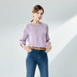 【Master Max】領口鬆緊素面天絲棉七分袖上衣(8427063)