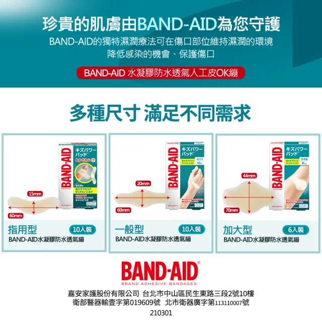 【Band-Aid】水凝膠防水透氣繃 滅菌指用型 10入x5盒(指用型)