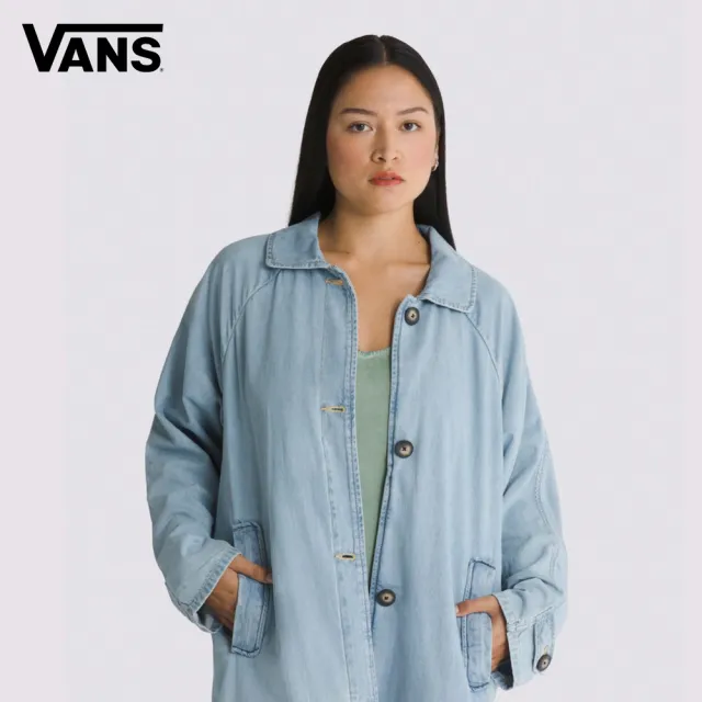 【VANS】官方旗艦 Skate Mac 淺藍色牛仔長版外套