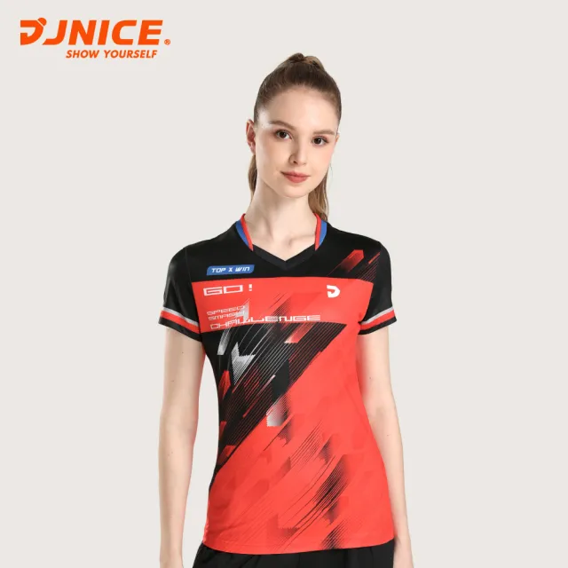 【JNICE 久奈司】女版飆速競技服 排汗衫 運動上衣 運動服 羽球服 大賽服-橘黑(JT-241W-OR)