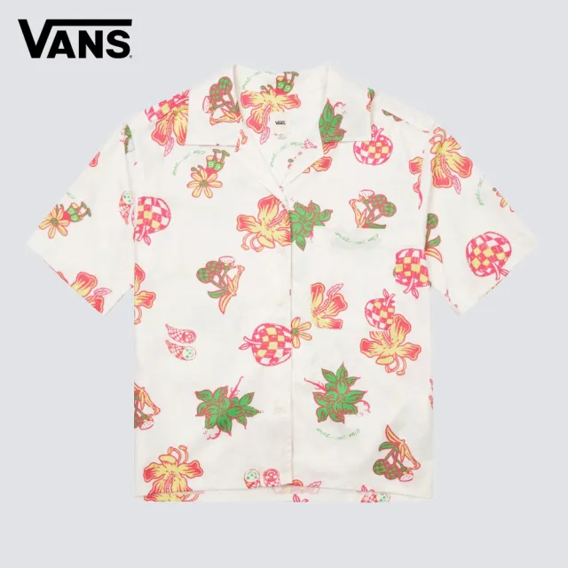 【VANS】官方旗艦 Resort 女款白色滿版印花短袖襯衫
