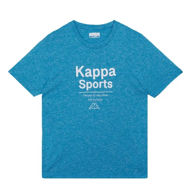 【KAPPA】義大利時尚吸濕排汗中性短袖圓領衫(珊瑚藍麻花38273MW474)