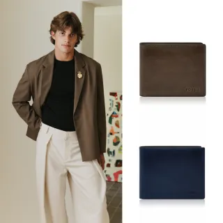 【FOSSIL 官方旗艦館】Derrick 真皮帶翻轉證件格RFID防盜皮夾 雙12限定(禮盒組附鐵盒-兩色可選)