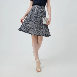 【ILEY 伊蕾】撞色蕾絲大圓及膝裙(深藍；M-2L；1252012129)