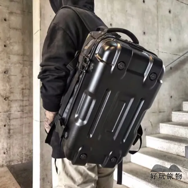 【HAO-WAN OUTDOOR 好玩旅物】雙11 機械風雙肩包男潮流ins防水包 摩托車頭盔機車包(ins機車雙肩