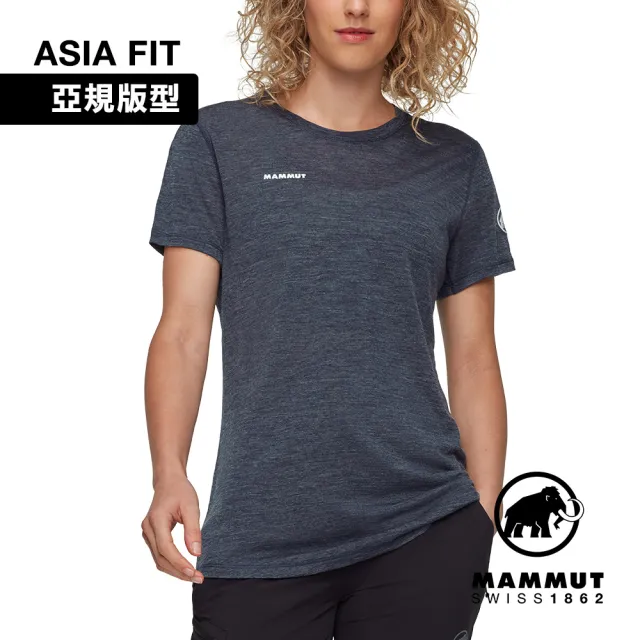 【Mammut 長毛象官方直營】Tree Wool FL T-Shirt W 羊毛混紡快乾抗臭短袖T恤 海洋藍 女款 #1017-06690