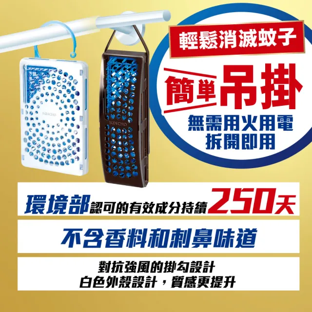 【KINCHO 日本金鳥】室內外防蚊掛片250日(全新升級防蚊網片三件組)