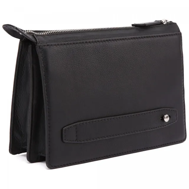 【Cerruti 1881】義大利原裝進口 頂級小牛皮手拿包(黑色 CEMA03536M)