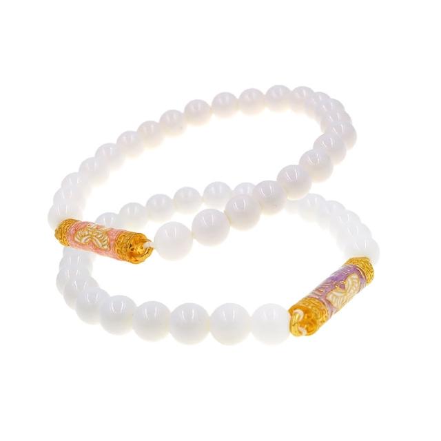 【喜緣玉品】天然硨磲 粉紫蝴蝶 五條經 手珠