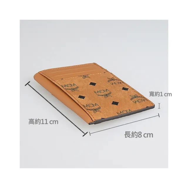 【MCM】MCM Visetos Original經典印花標誌圖案LOGO顆粒紋設計小牛皮6卡卡夾(白蘭地棕)
