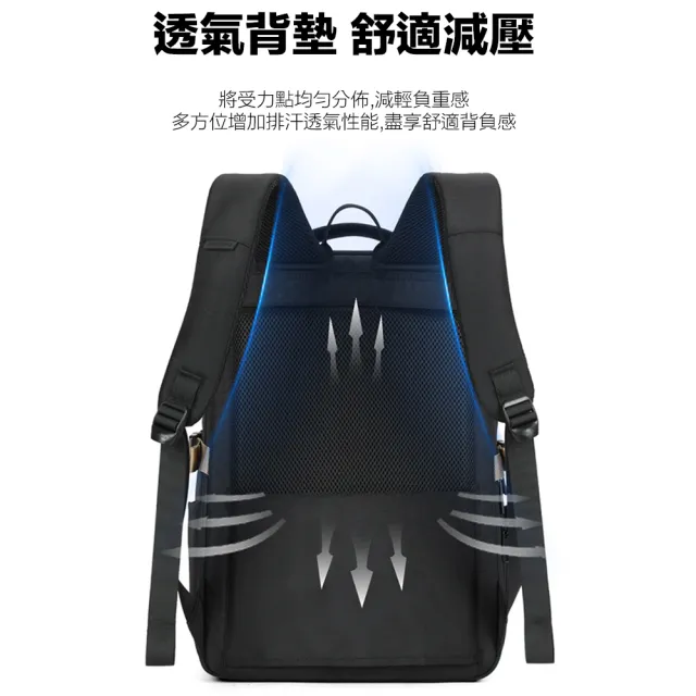 【AOKING】雙11 城市遊俠後背包 USB外接充電孔 多隔層(筆電專用格層 可負重10KG以上 典雅黑)