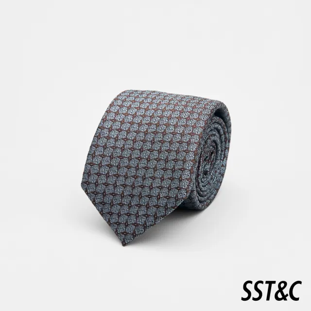 【SST&C】灰底咖格紋窄版領帶7CM 00362502017(換季55折)