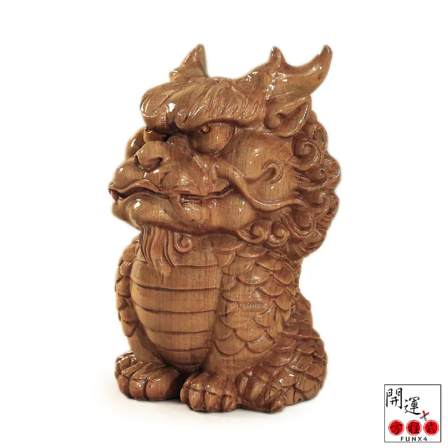 【開運方程式】梢楠麒麟神獸 招財鎮宅送子17cm(木雕 招財開運擺件 陽宅風水/入厝禮)