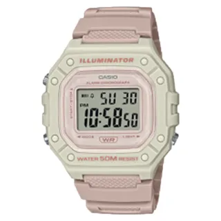 【CASIO 卡西歐】W-218HC-4A2 數位方塊粉彩電子錶(學生 運動 休閒必備)