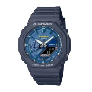 【CASIO 卡西歐】G-SHOCK 熱帶風格 暗夜綠洲 秘境藍 八角形錶殼 GA-2100AS-2A_45.4mm