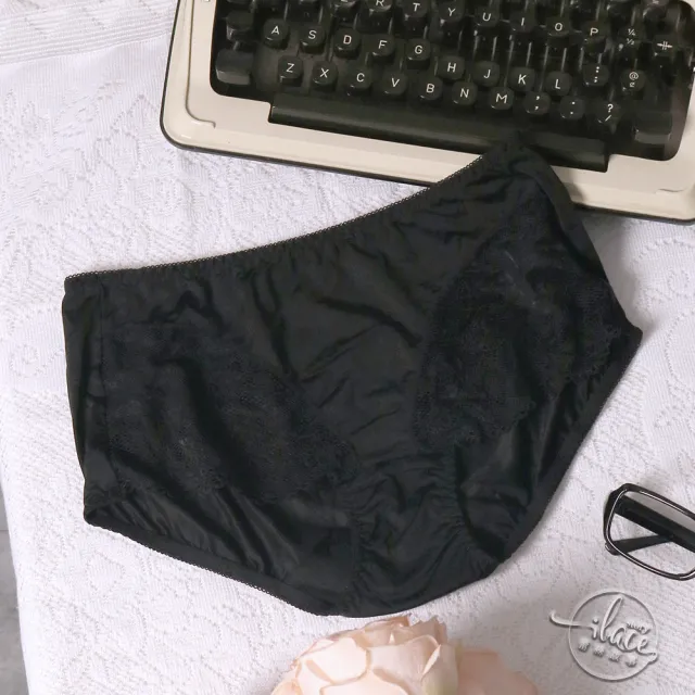 【LADY】絢夜詩影系列 刺繡蕾絲/性感內褲/冰絲內褲/涼感內褲/無痕中腰平口褲 M-XXL(暮霞黑/夕霧紫)