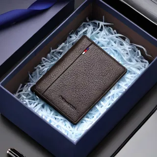 【紳士大方】英皇風頂級男士頭層牛皮卡夾( 票卡夾 證件夾 短款皮夾 短夾 卡包 商