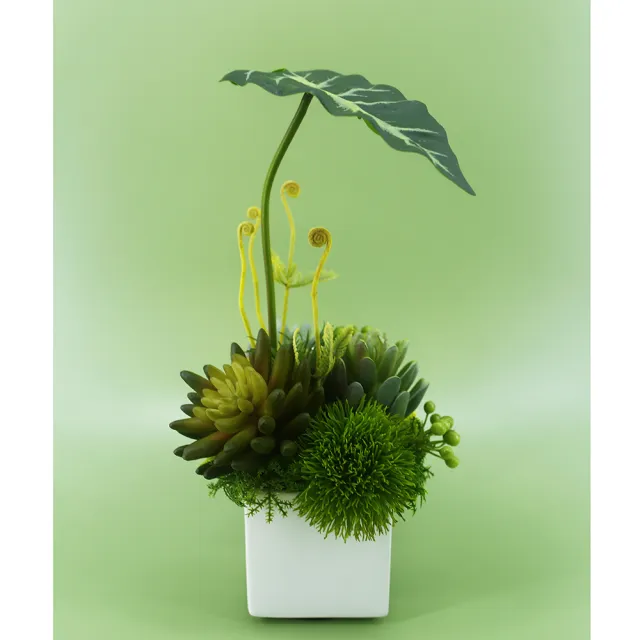 【HUGO DECO 榆果傢飾】觀音蓮葉佛手蓮香氛植栽(擬真植物/人造盆栽/綠化/佈置/禮物)