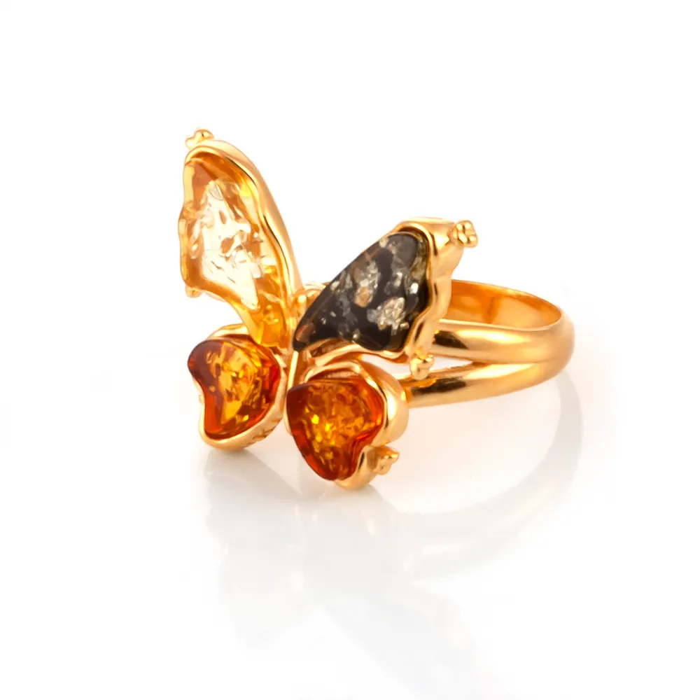 【Woogie武吉珠寶】琥珀設計師精品花珀蝴蝶戒指(多寶蝴蝶)