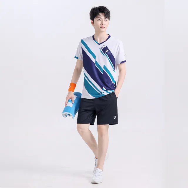 【JNICE 久奈司】解構斜線 競技衫 排汗衫 運動上衣 運動服 羽球服 大賽服-藍綠(TS006GRM)