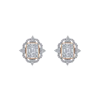 【點睛品】1克拉 華麗鑽之頌 18K金鑽石耳環(一對)