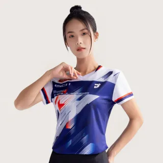【JNICE 久奈司】女版飆速競技服 排汗衫 運動上衣 運動服 羽球服 大賽服-藍白(JT-241W-BL)