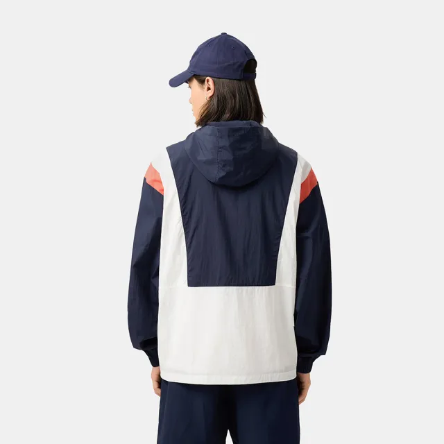 【GAP】男裝 Logo印花防曬連帽外套-海軍藍拼接(723067)