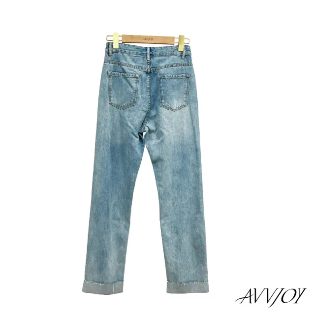 【AVVJOY 艾薇卓爾】褲管反摺牛仔褲(褲 長褲 下身 下著 長褲 褲子女 長褲女 CL2311105)