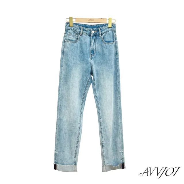 【AVVJOY 艾薇卓爾】褲管反摺牛仔褲(褲 長褲 下身 下著 長褲 褲子女 長褲女 CL2311105)