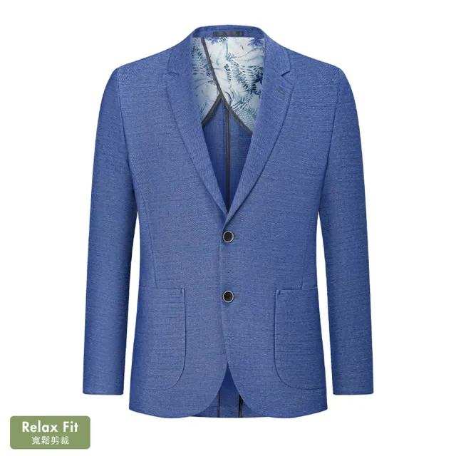 【G2000】雙釦暗紋西裝式外套-藍色 / 僅能乾洗(3111275473)