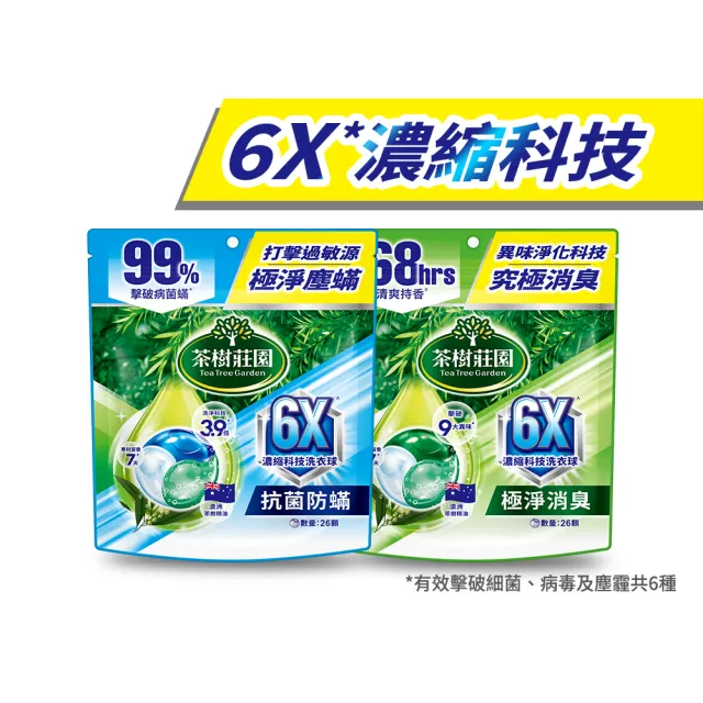 【茶樹莊園】6X濃縮科技洗衣球/洗衣膠囊 26顆/袋(抗菌防蟎/極淨消臭)