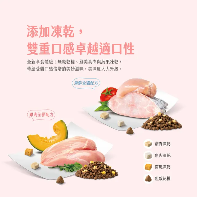 【Natural Kitty 自然小貓】低碳無穀凍乾糧|800g 雞肉口味兩包(貓飼料/貓乾糧/成貓/無穀配方/低碳新凍糧)