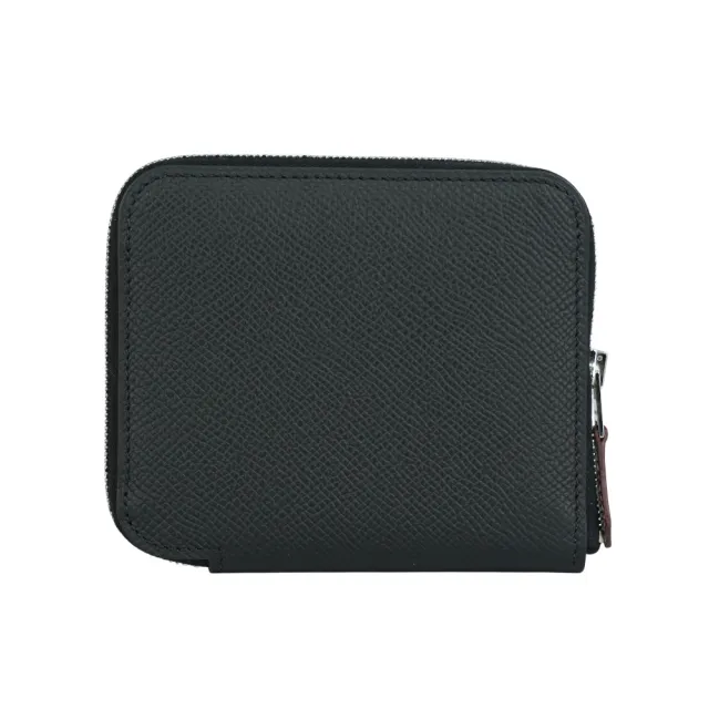 【Hermes 愛馬仕】EPSOM皮 絲巾內裡ㄇ型拉鏈短夾(黑色)