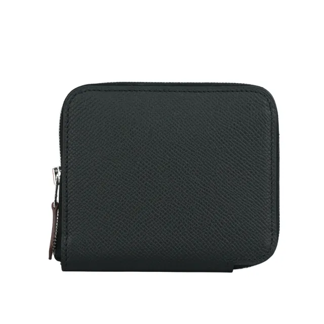 【Hermes 愛馬仕】EPSOM皮 絲巾內裡ㄇ型拉鏈短夾(黑色)