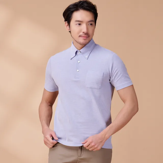 【BARONECE 百諾禮士】品味展現襯衫領短袖POLO衫_藍(423806-71)