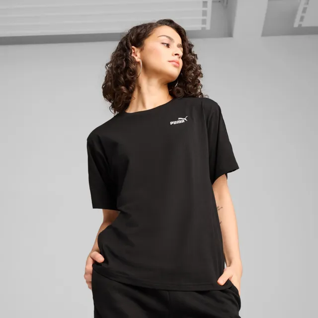 【PUMA】短袖上衣 女 歐規 ESS TAPE 黑 68500901