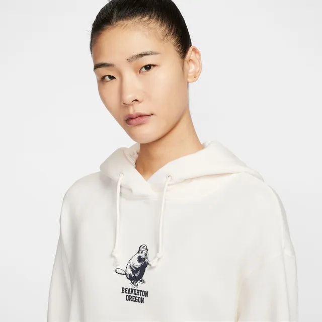 【NIKE 耐吉】長袖上衣 女款 帽T 運動 AS W NSW PHNX FLC PO HD OS GCE 米白 HV1743-133
