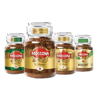 【MOCCONA摩可納】經典小摩瓶即溶黑咖啡口X3罐任選(95-100g/瓶；中烘焙/深烘焙/義式濃縮/榛果)
