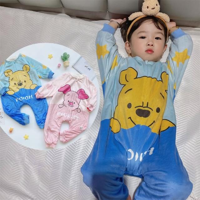 【優の品】 男女嬰童法蘭絨柔軟 加厚保暖防踢睡袋家居服 維尼小豬 sleeping bag blanket pooh 