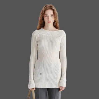 【MATIN KIM】官方旗艦 單肩排釦針織洋裝(象牙白)